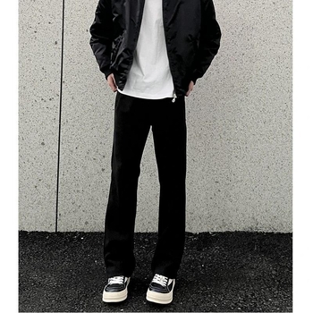 Pánske športové voľnočasové nohavice s rovným strihom, stredná výška pásu, šnúrka na zaväzovanie, priedušný polyesterový zmes, bez pokrčenia