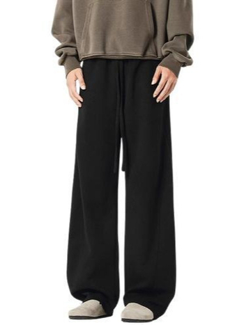 Športové voľnočasové nohavice s voľnou siluetou, stredný pás, s opaskom, Huamian composite tkanina