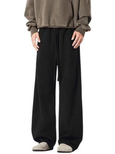 Športové voľnočasové nohavice s voľnou siluetou, stredný pás, s opaskom, Huamian composite tkanina