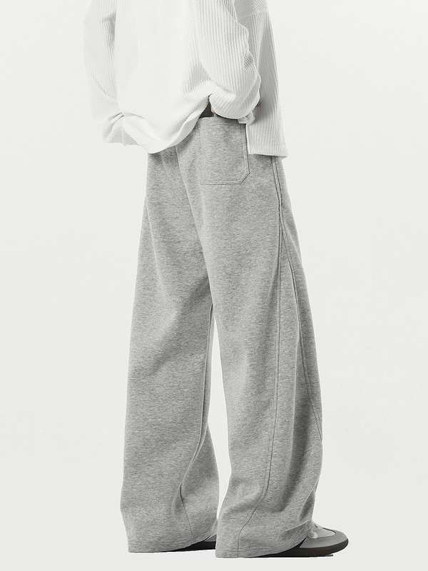 Športové voľnočasové nohavice s voľnou siluetou, stredný pás, s opaskom, Huamian composite tkanina