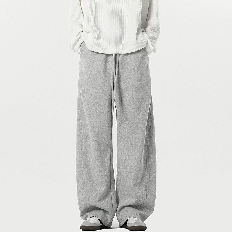 Športové voľnočasové nohavice s voľnou siluetou, stredný pás, s opaskom, Huamian composite tkanina