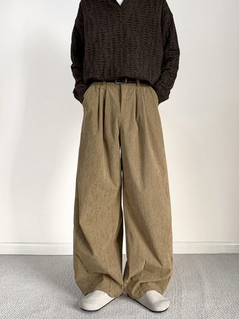 Corduroy muške casual hlače, opuštenog kroja, srednji pojas, šnira za podešavanje, ravne nogavice