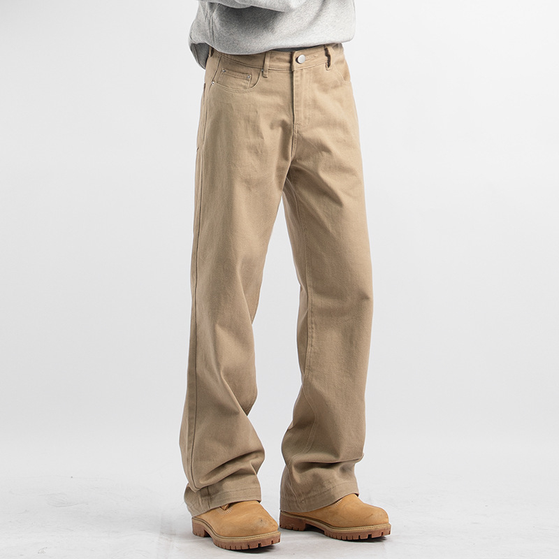 Japonské retro voľné dlhé nohavice, stredná výška pásu, bavlno-zmesový materiál