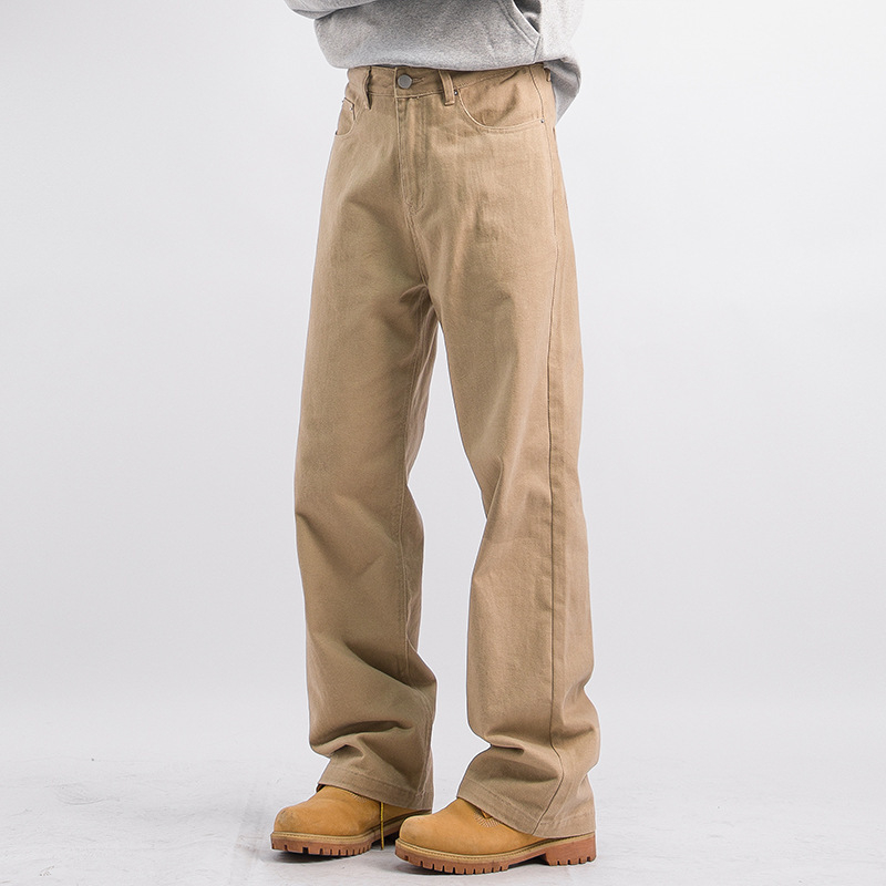 Japonské retro voľné dlhé nohavice, stredná výška pásu, bavlno-zmesový materiál
