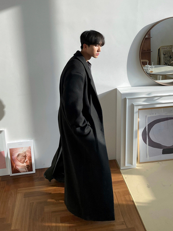 ASCLO ανδρικό χειμερινό παλτό, κορεακή έκδοση, χαλαρή γραμμή, μπροστινό κούμπωμα μονόμπροστο, μεσαίο πάχος υφάσματος από πολυεστέρα, επένδυση πολυεστέρα, τσέπες με καπάκια, ίσιο τελείωμα