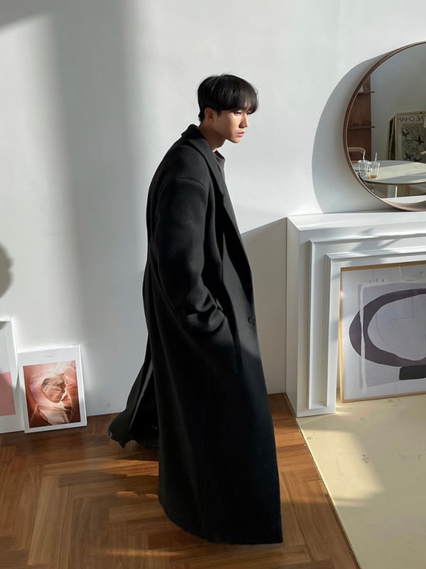 ASCLO pánske zimné kabáty, kórejská verzia, voľný strih, jednorebrové zapínanie, stredná hustota látky, zmes polyestera 87%, podšívka polyester, vrecká s klopou, rovný okraj