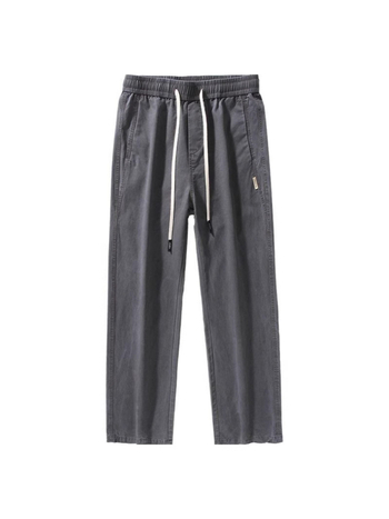 Pánske voľnočasové rovné nohavice, stredný pás, polyesterová tkanina, jar–jeseň