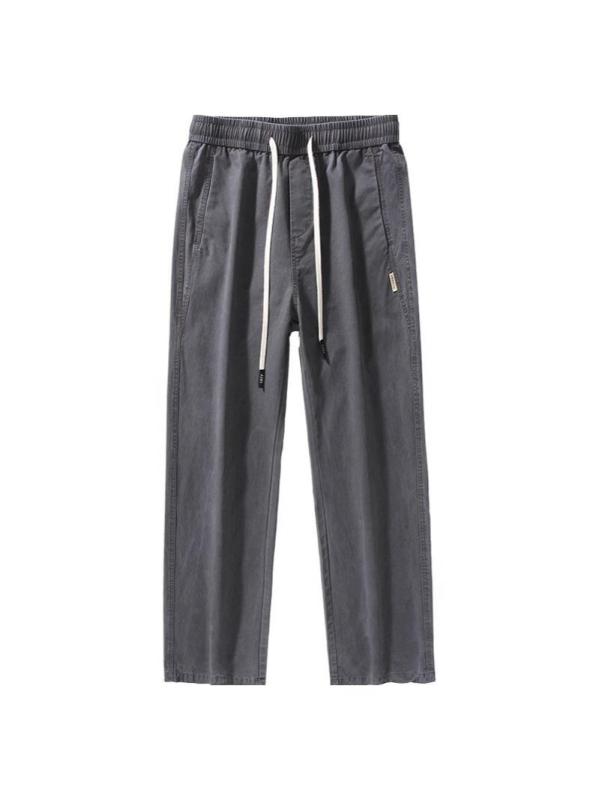 Pánske voľnočasové rovné nohavice, stredný pás, polyesterová tkanina, jar–jeseň