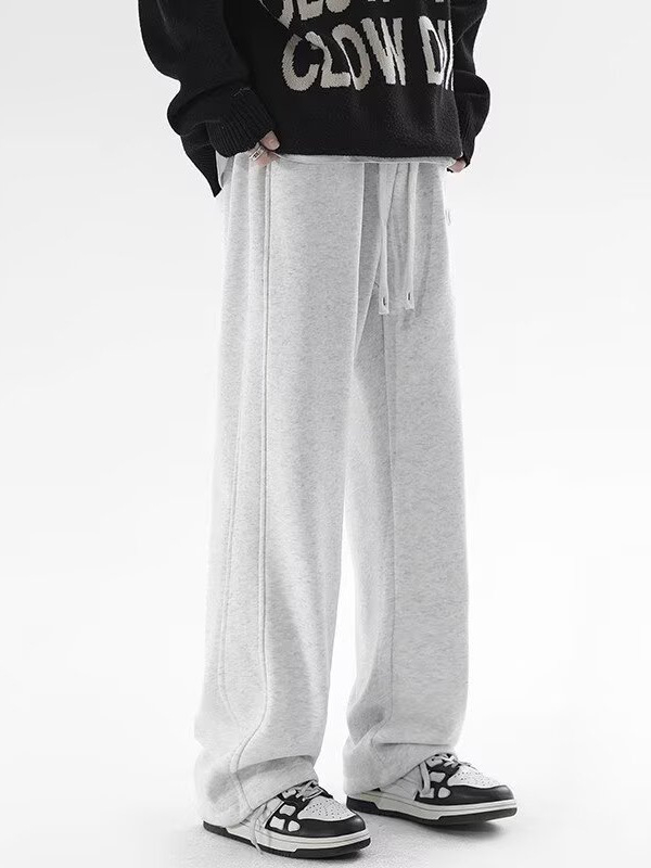 Pánske nohavice s rovnou nohavicou, flís vo vnútri, bavlnená zmes, stredne vysoký pás, šnúrka v páse, zimné