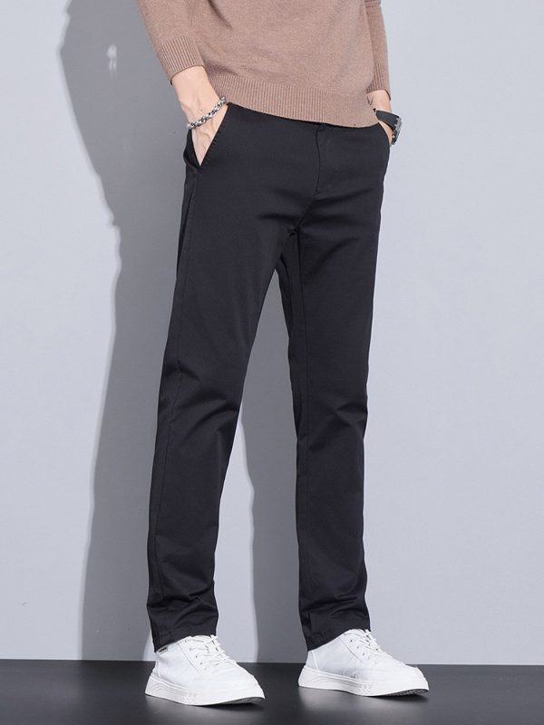 Muške slim fit hlače od pamuka – srednji pojas, zip, 97% pamuk 3% elastan.