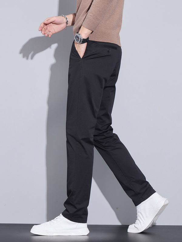Muške slim fit hlače od pamuka – srednji pojas, zip, 97% pamuk 3% elastan.