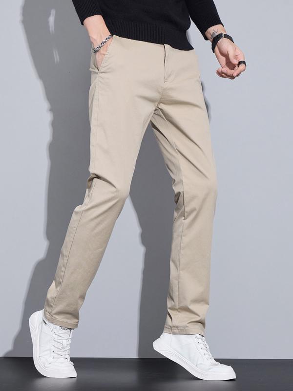 Muške slim fit hlače od pamuka – srednji pojas, zip, 97% pamuk 3% elastan.
