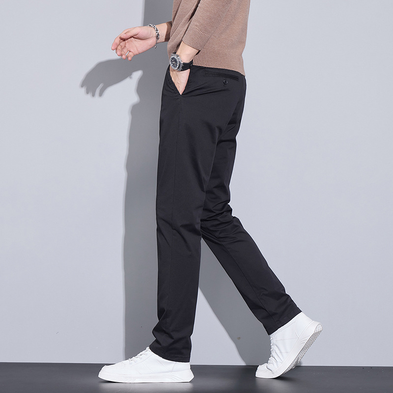 Muške slim fit hlače od pamuka – srednji pojas, zip, 97% pamuk 3% elastan.