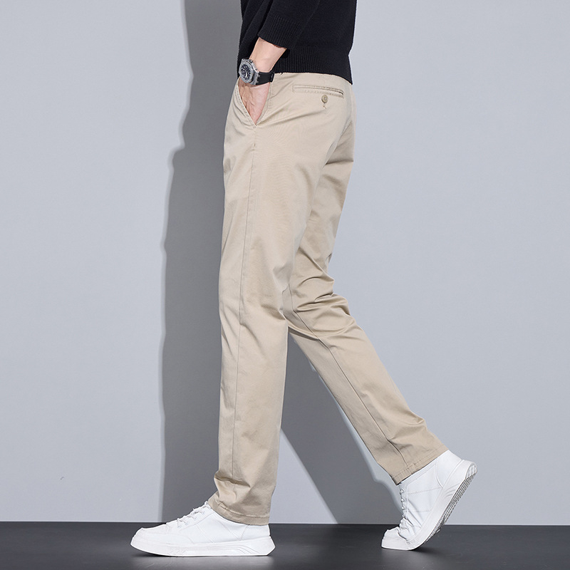 Muške slim fit hlače od pamuka – srednji pojas, zip, 97% pamuk 3% elastan.