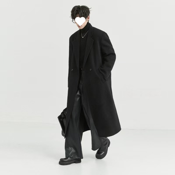 Kabát s dvojitým zapínaním, stojatý golier, vlnená látka, voľný strih