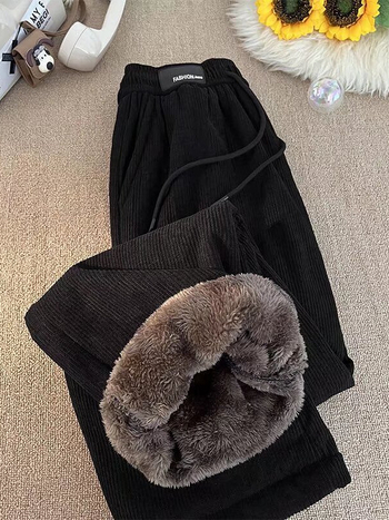 Muške hlače za slobodno vrijeme s flis podstavom, ravni kroj, srednji pojas, zimsko razdoblje, tkanina European Cotton Fleece