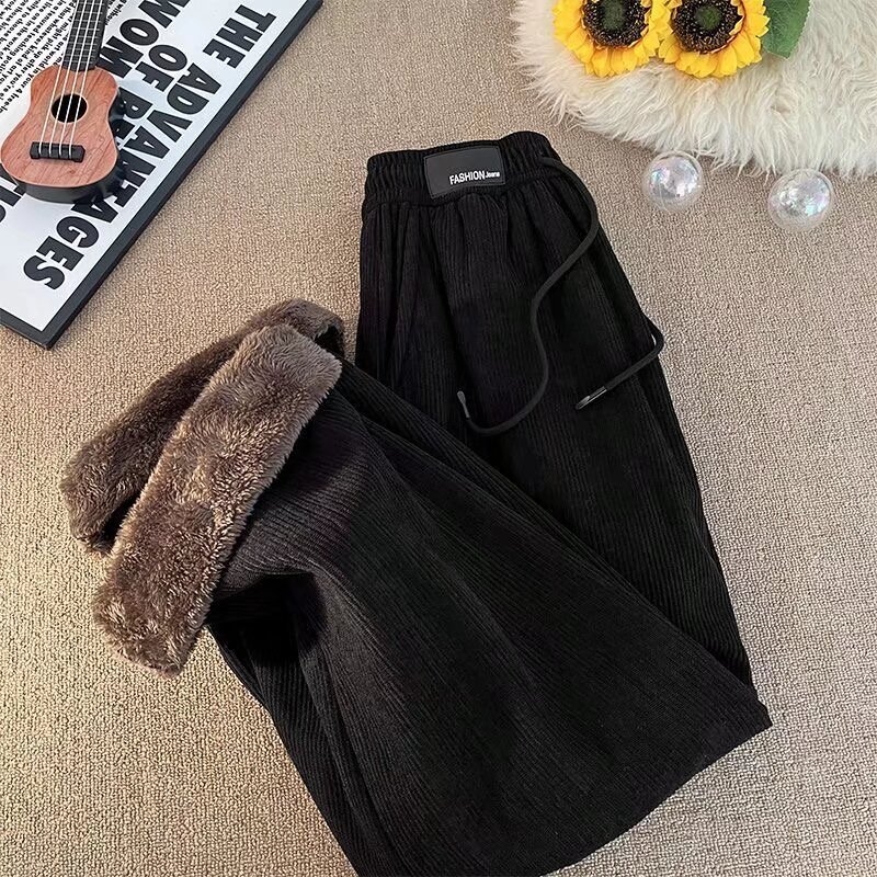 Muške hlače za slobodno vrijeme s flis podstavom, ravni kroj, srednji pojas, zimsko razdoblje, tkanina European Cotton Fleece