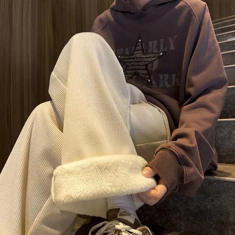 Muške hlače za slobodno vrijeme s flis podstavom, ravni kroj, srednji pojas, zimsko razdoblje, tkanina European Cotton Fleece