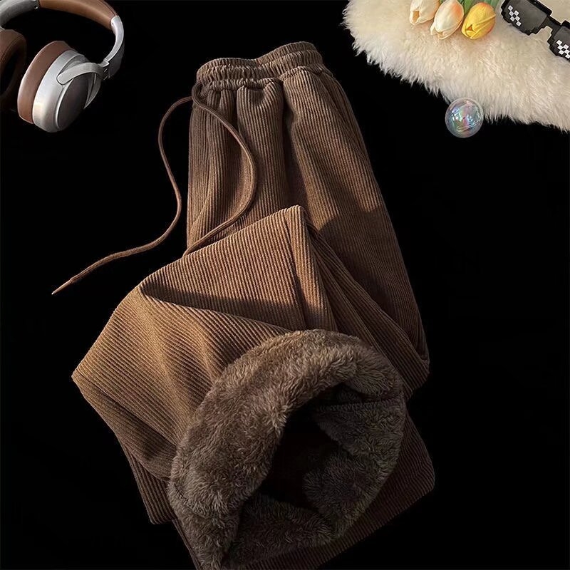 Muške hlače za slobodno vrijeme s flis podstavom, ravni kroj, srednji pojas, zimsko razdoblje, tkanina European Cotton Fleece
