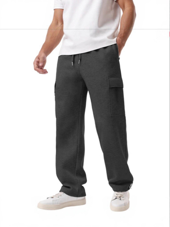 Ανδρικά παντελόνια εργασίας σε καθημερινό στυλ, ίσια γραμμή, φλίς εσωτερική επένδυση, ύφασμα από βαμβακο-μίγμα με 95% πολυεστέρα, πολλά τσεπ, κλείσιμο με κορδόνι