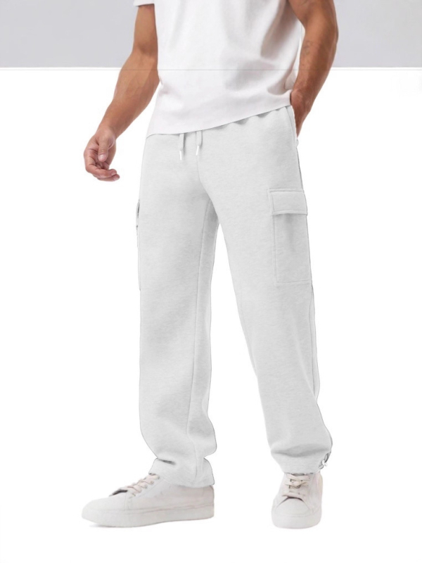 Ανδρικά παντελόνια εργασίας σε καθημερινό στυλ, ίσια γραμμή, φλίς εσωτερική επένδυση, ύφασμα από βαμβακο-μίγμα με 95% πολυεστέρα, πολλά τσεπ, κλείσιμο με κορδόνι