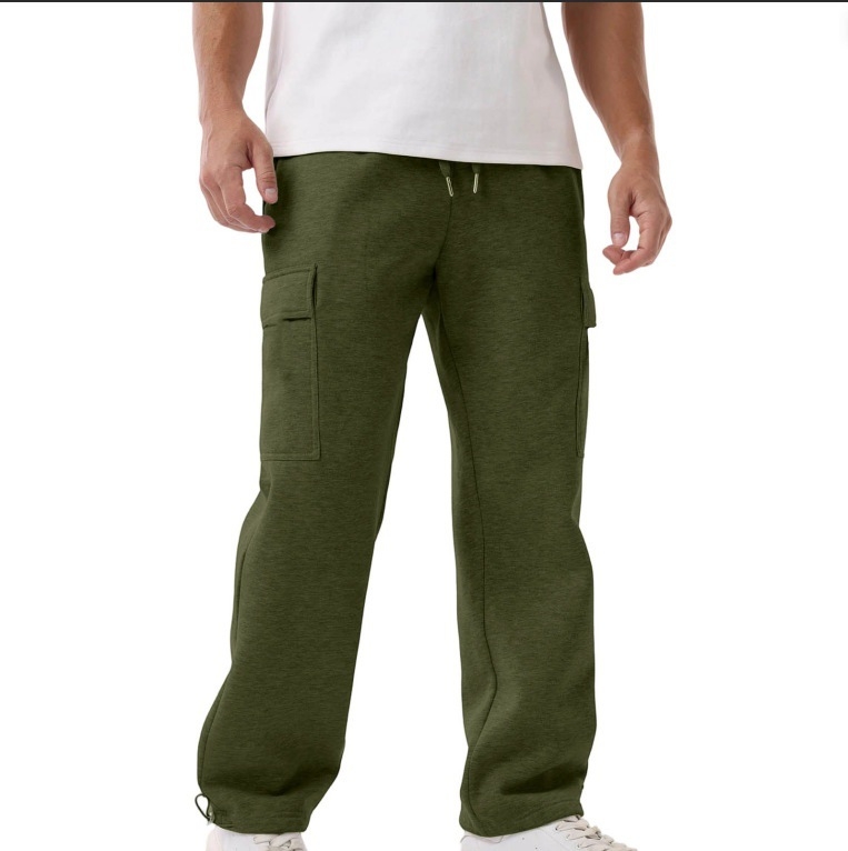 Ανδρικά παντελόνια εργασίας σε καθημερινό στυλ, ίσια γραμμή, φλίς εσωτερική επένδυση, ύφασμα από βαμβακο-μίγμα με 95% πολυεστέρα, πολλά τσεπ, κλείσιμο με κορδόνι