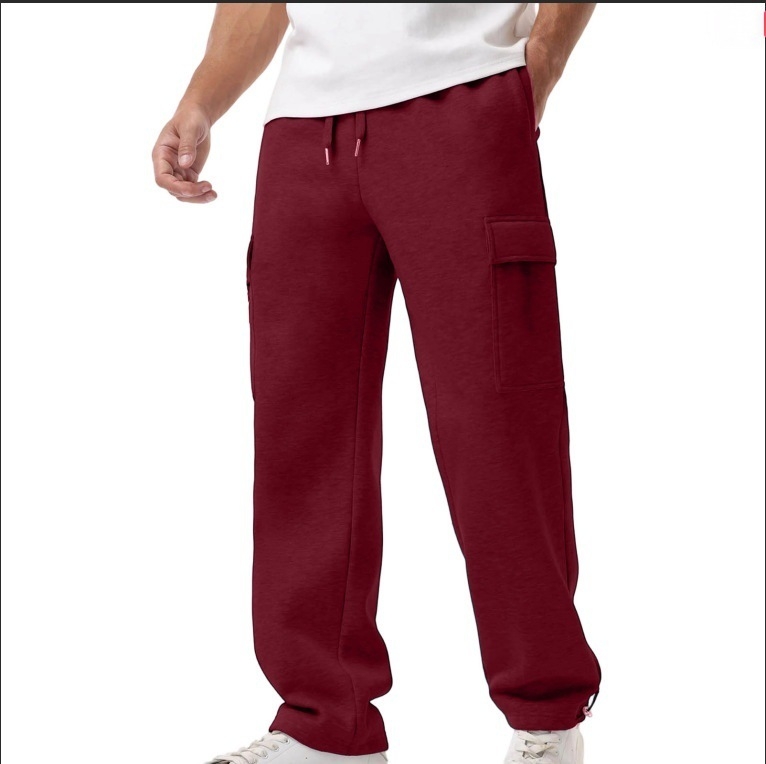 Ανδρικά παντελόνια εργασίας σε καθημερινό στυλ, ίσια γραμμή, φλίς εσωτερική επένδυση, ύφασμα από βαμβακο-μίγμα με 95% πολυεστέρα, πολλά τσεπ, κλείσιμο με κορδόνι