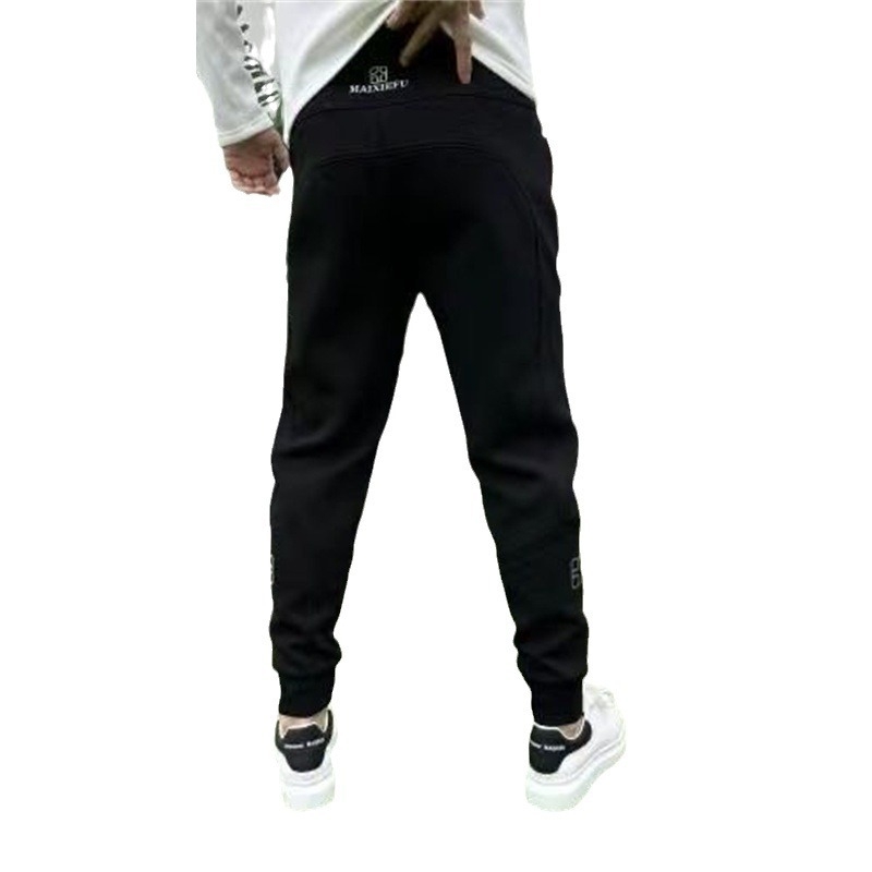Pantaloni sport casual pentru bărbați din bumbac, căptușeală fleece, model labirint carouri, talie medie, închidere cu șnur, croială lejeră