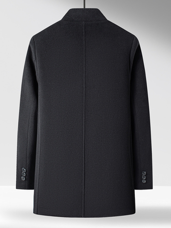 Kabát z vlny a nylonu, dvojstranný, úzky strih, hrubý, zapínanie na jeden rad gombíkov