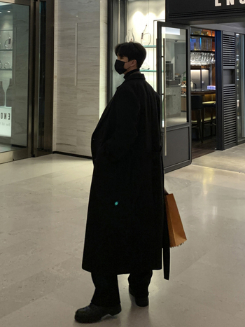 Kabát ASCLO s dvojitým zapínaním, korejský štýl, voľný strih, hrubý vlnený materiál s 90% polyesteru, na zimu