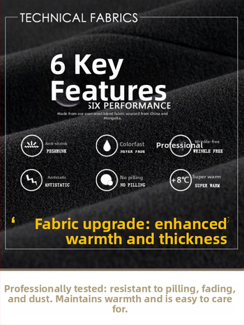 Kabát ASCLO s dvojitým zapínaním, korejský štýl, voľný strih, hrubý vlnený materiál s 90% polyesteru, na zimu