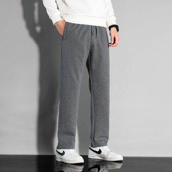 Pantaloni sport din bumbac pentru bărbați, croială lejeră, talie medie, drepti, primăvară-toamnă