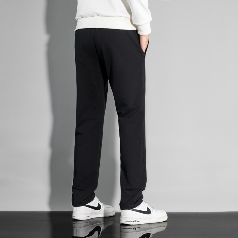 Pantaloni sport din bumbac pentru bărbați, croială lejeră, talie medie, drepti, primăvară-toamnă