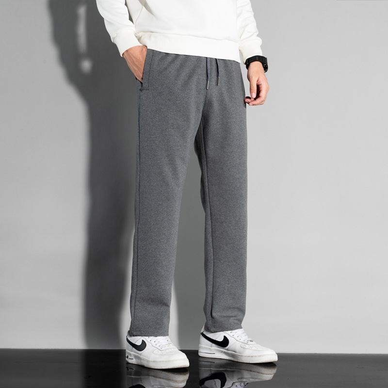 Pantaloni sport din bumbac pentru bărbați, croială lejeră, talie medie, drepti, primăvară-toamnă