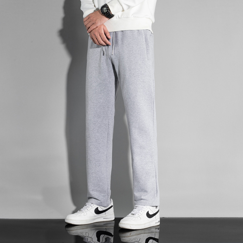 Pantaloni sport din bumbac pentru bărbați, croială lejeră, talie medie, drepti, primăvară-toamnă