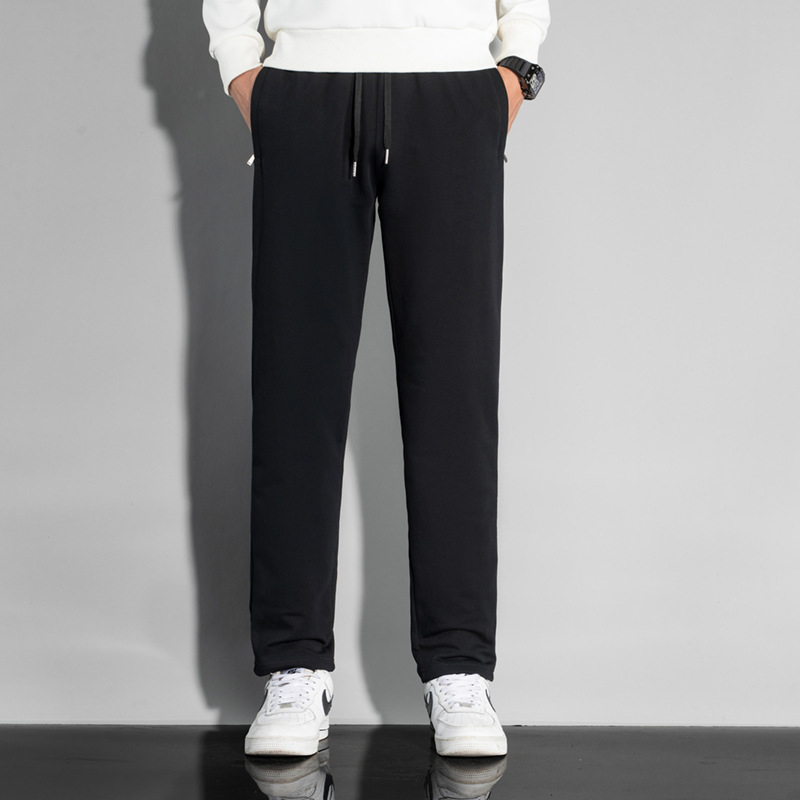 Pantaloni sport din bumbac pentru bărbați, croială lejeră, talie medie, drepti, primăvară-toamnă