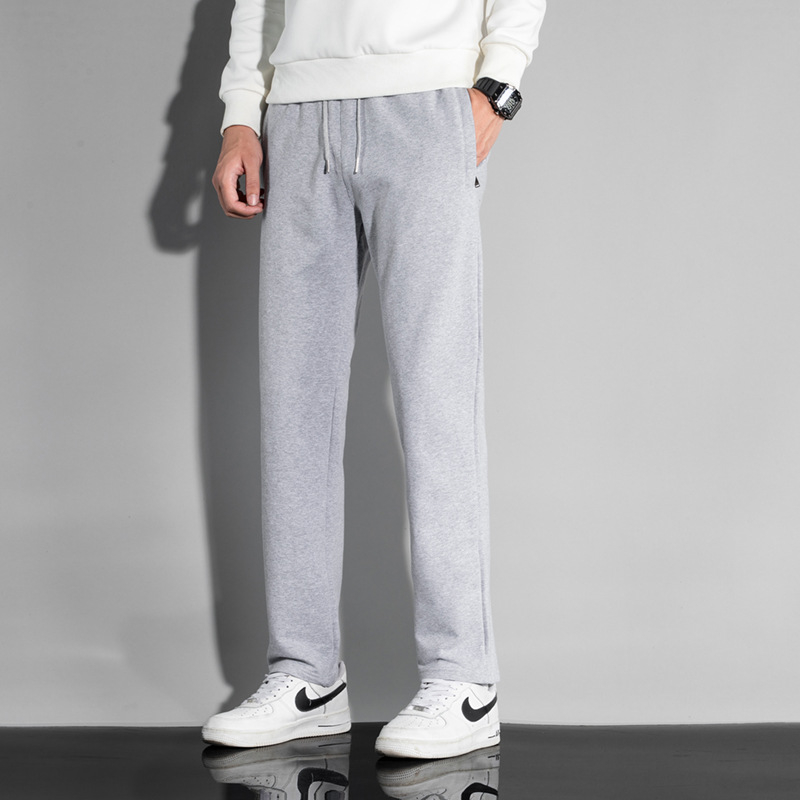 Pantaloni sport din bumbac pentru bărbați, croială lejeră, talie medie, drepti, primăvară-toamnă