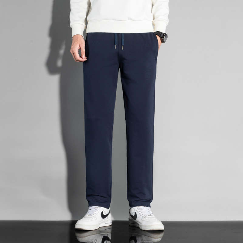 Pantaloni sport din bumbac pentru bărbați, croială lejeră, talie medie, drepti, primăvară-toamnă