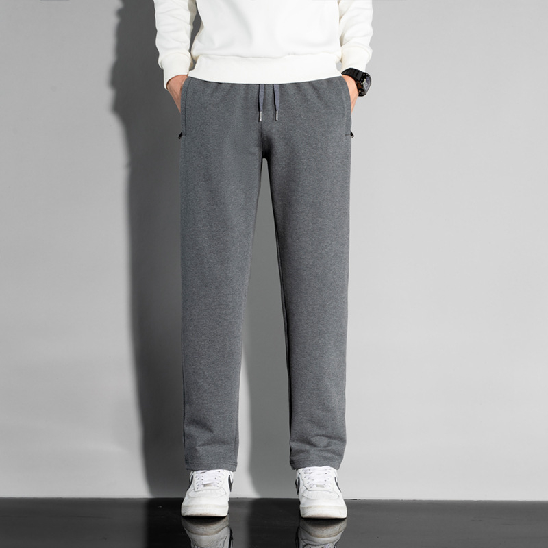 Pantaloni sport din bumbac pentru bărbați, croială lejeră, talie medie, drepti, primăvară-toamnă