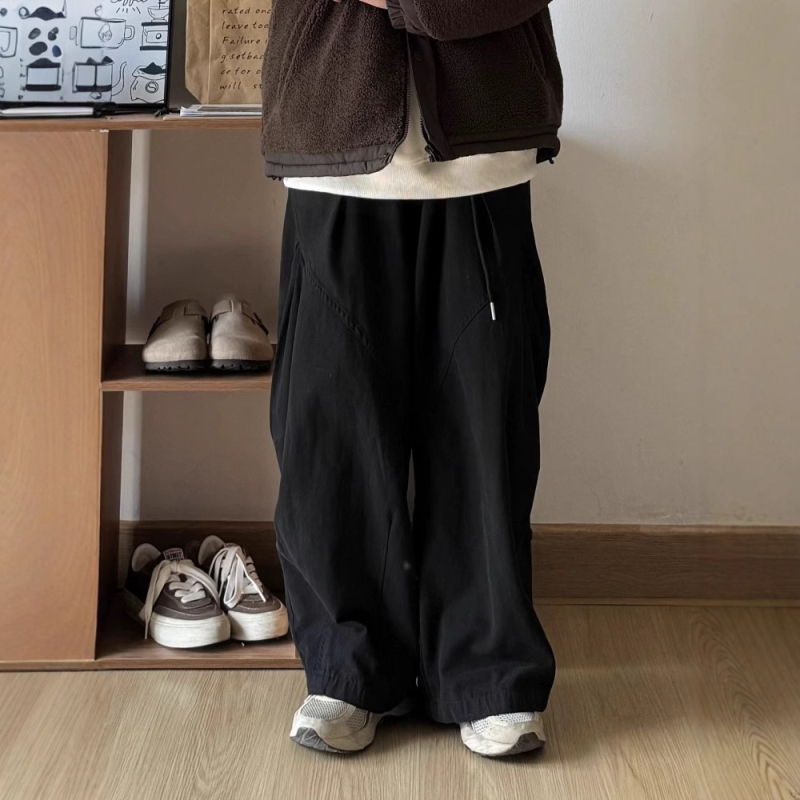 Casual radne hlače, široke nogavice, pamuk, srednja visina struka