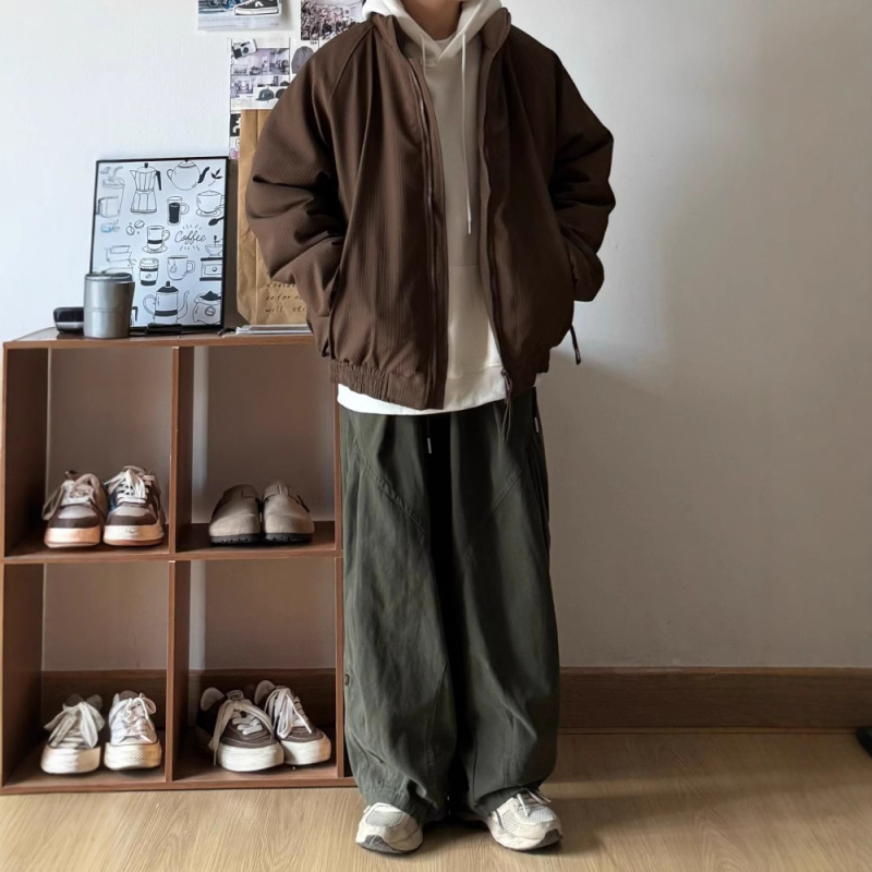 Casual radne hlače, široke nogavice, pamuk, srednja visina struka