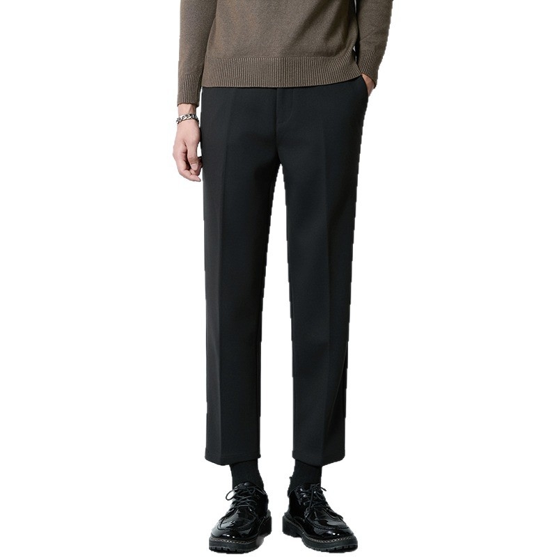 Muške hlače u korejskom stilu, ravnog kroja, duljina 9/10, slim-fit, proljeće/jesen, 100% poliester