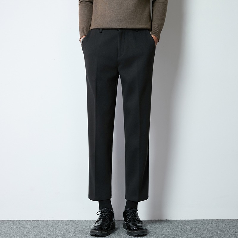 Muške hlače u korejskom stilu, ravnog kroja, duljina 9/10, slim-fit, proljeće/jesen, 100% poliester