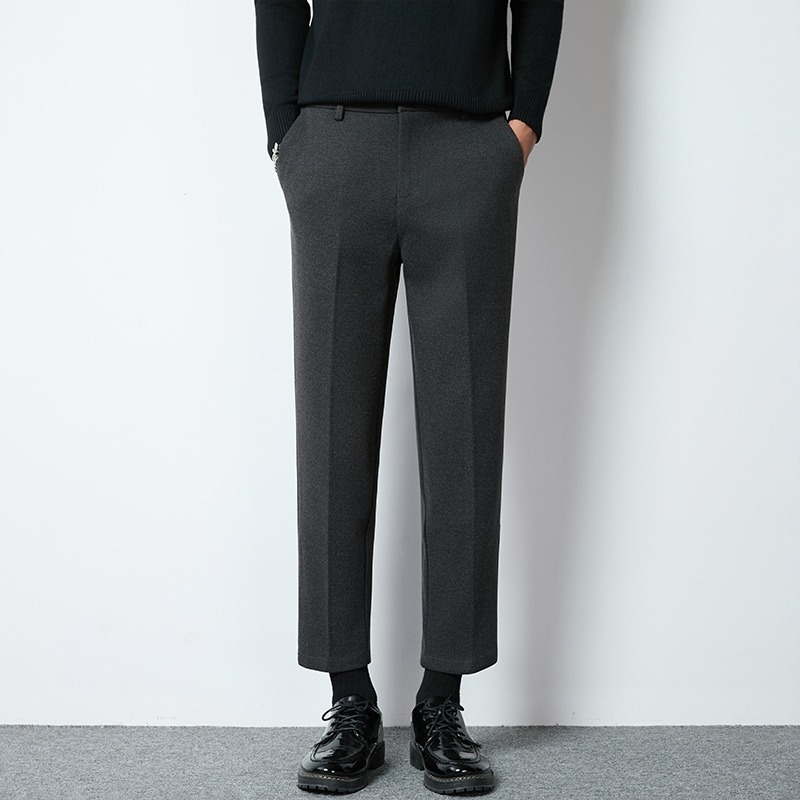 Muške hlače u korejskom stilu, ravnog kroja, duljina 9/10, slim-fit, proljeće/jesen, 100% poliester