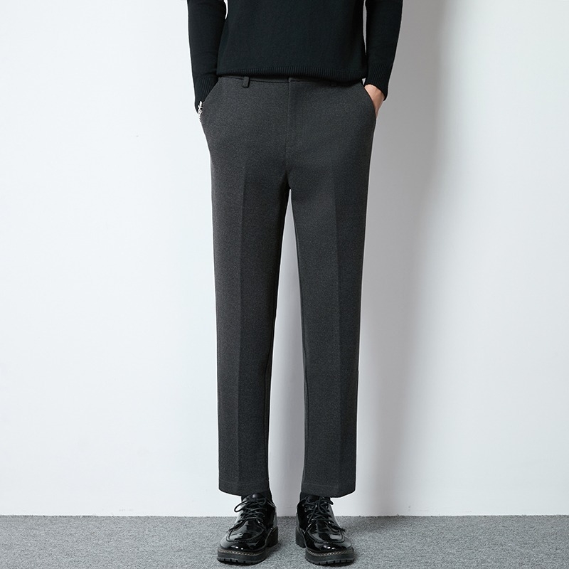 Muške hlače u korejskom stilu, ravnog kroja, duljina 9/10, slim-fit, proljeće/jesen, 100% poliester