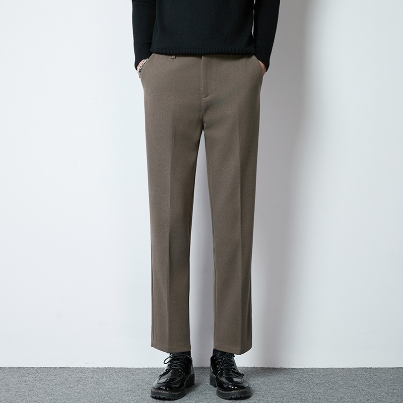 Muške hlače u korejskom stilu, ravnog kroja, duljina 9/10, slim-fit, proljeće/jesen, 100% poliester
