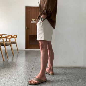 Muške šorceve od lana i pamuka, slobodan kroj, korejski stil, ljeto, srednji pojas, mješavina 55/45