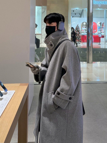 ASCLO pánske vlnené kabát, verzia Korejská, stredná dĺžka, hrubý materiál, zapínanie na jedno tlačidlo, vlnený vonkajší materiál, podšívka polyester