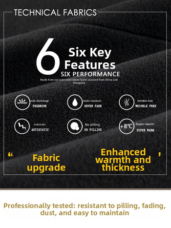 ASCLO pánske vlnené kabát, verzia Korejská, stredná dĺžka, hrubý materiál, zapínanie na jedno tlačidlo, vlnený vonkajší materiál, podšívka polyester