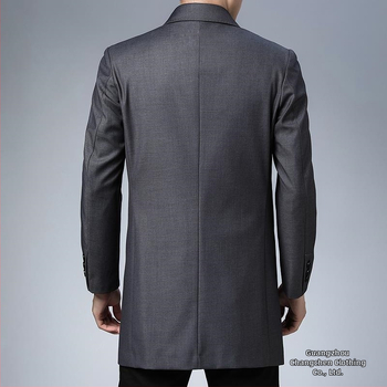 Pánsky kabát strednej dĺžky, voľnočasový štýl, golier Turn-down, zapínanie na jeden rad, materiál Modal s králičou srsťou